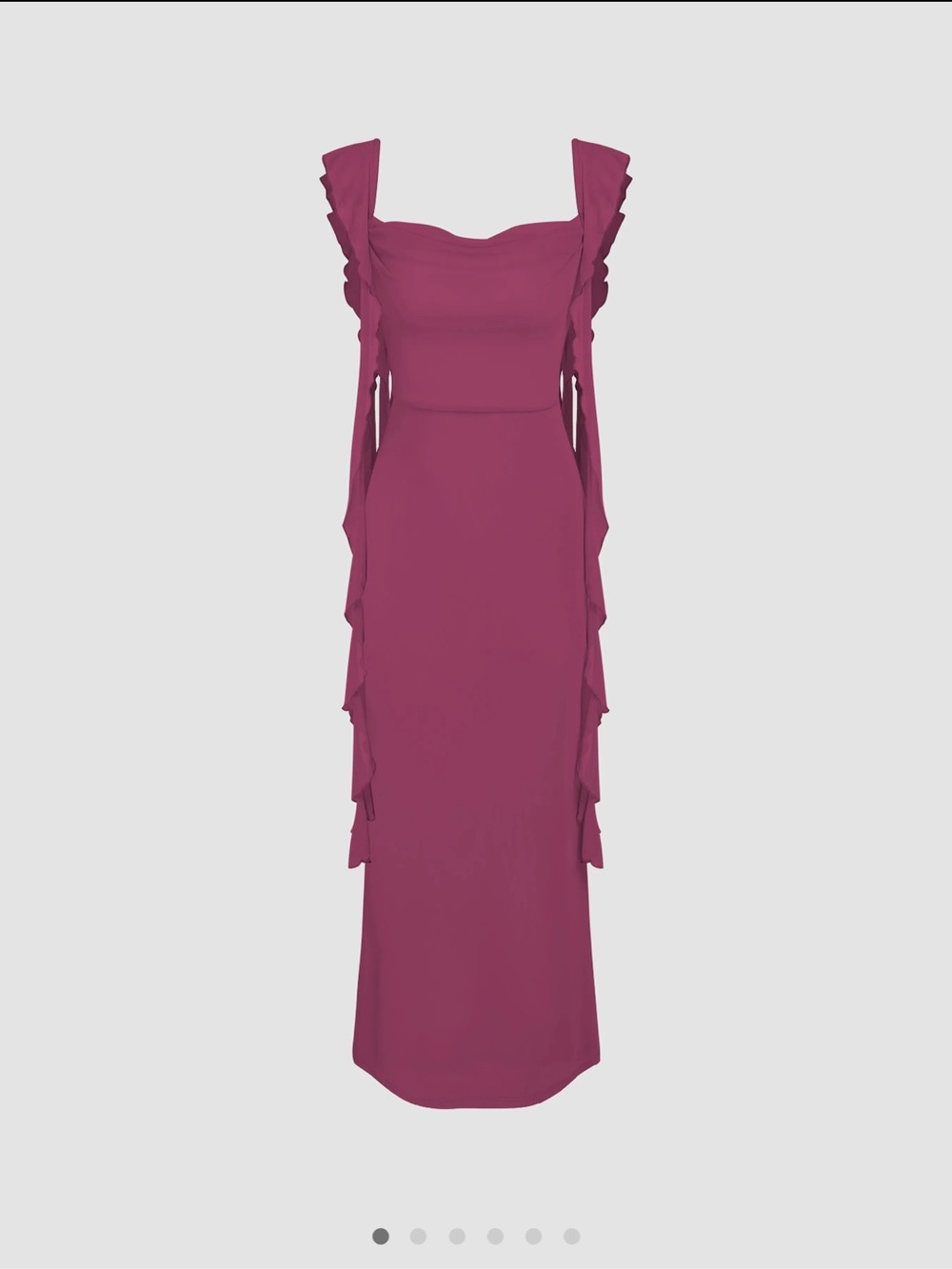 Cider Ruffled Strap Maxi Dress in Raspberry Plum